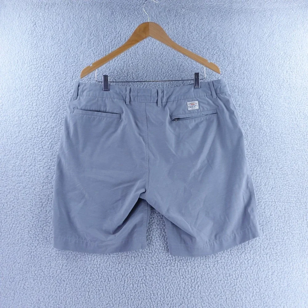 Faherty All Day Shorts Mens 36 Light Blue Grey Hybrid Stretch Recycled Polyester